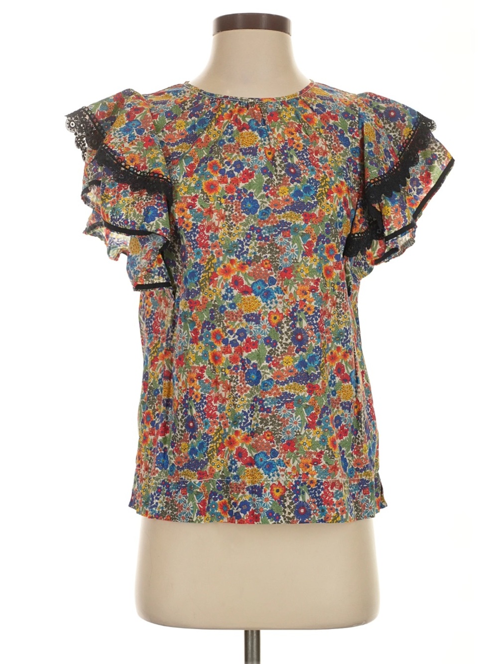 J. Crew Liberty Fabric Floral Ruffle Sleeve Blouse in Multicolor